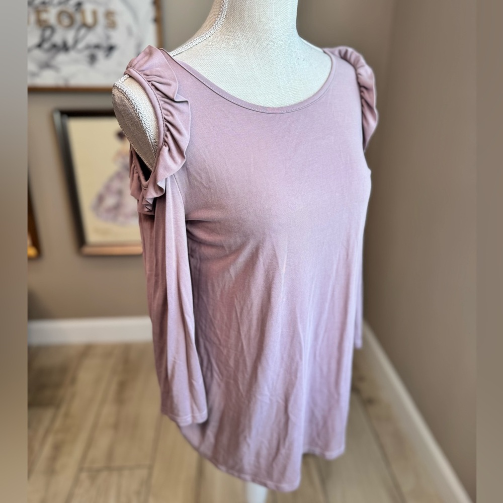5 for $30 12 Pm By Mon Ami Mauve Ruffled Sleeve Blouse